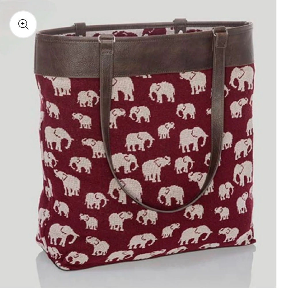 Thirty-One Reversible Tote - Safari Weave, Adorable Elephant Print